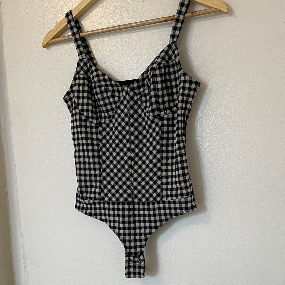 Dynamite Black and White Gingham Bodysuit - Picture 3 of 4